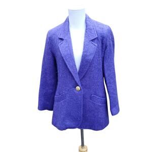 Vintage Gay Boyer Vibrant Purple Mohair Blazer Jacket Fuzzy Soft Sz 8